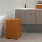 Leather laundry basket with square base David, made in Italy Viadurini