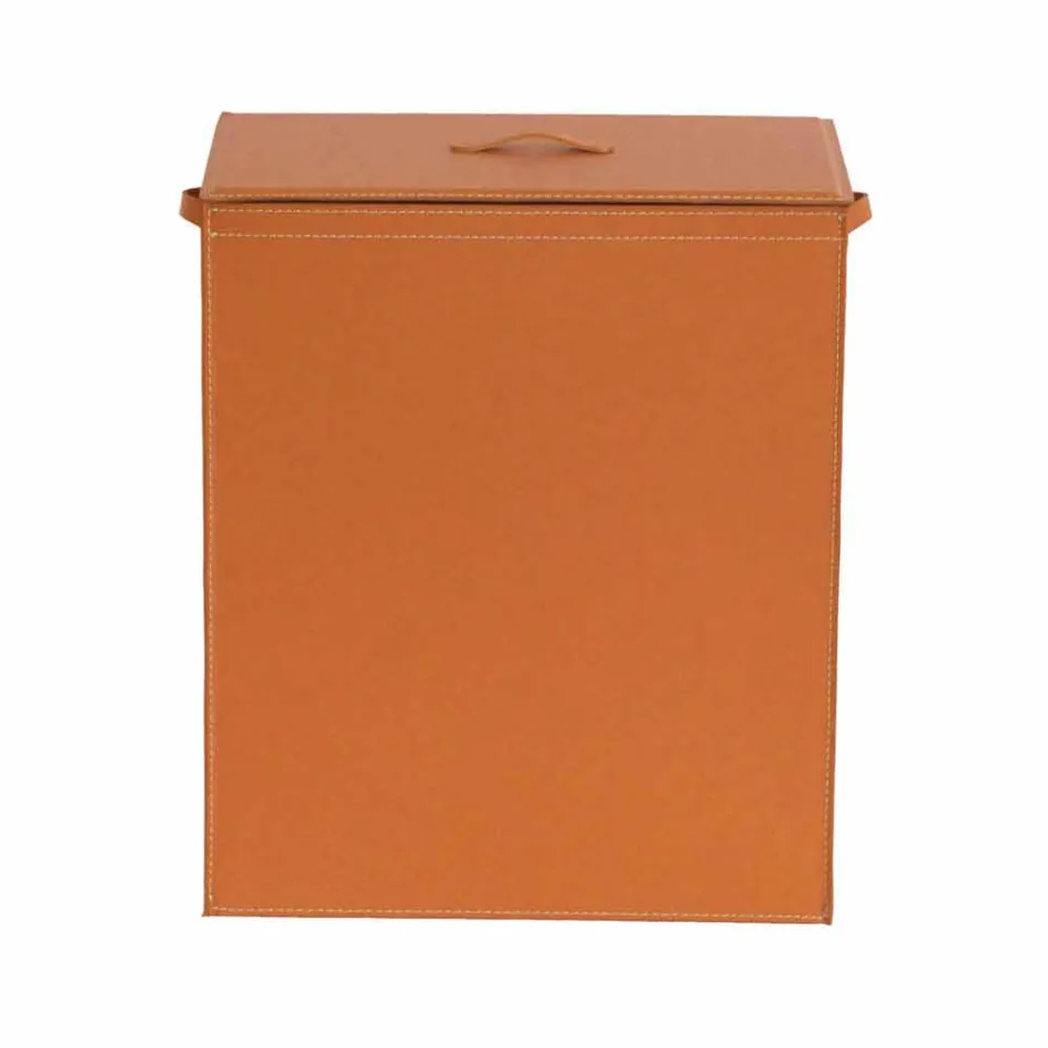 Leather laundry basket with a rectangular design base Peter Viadurini