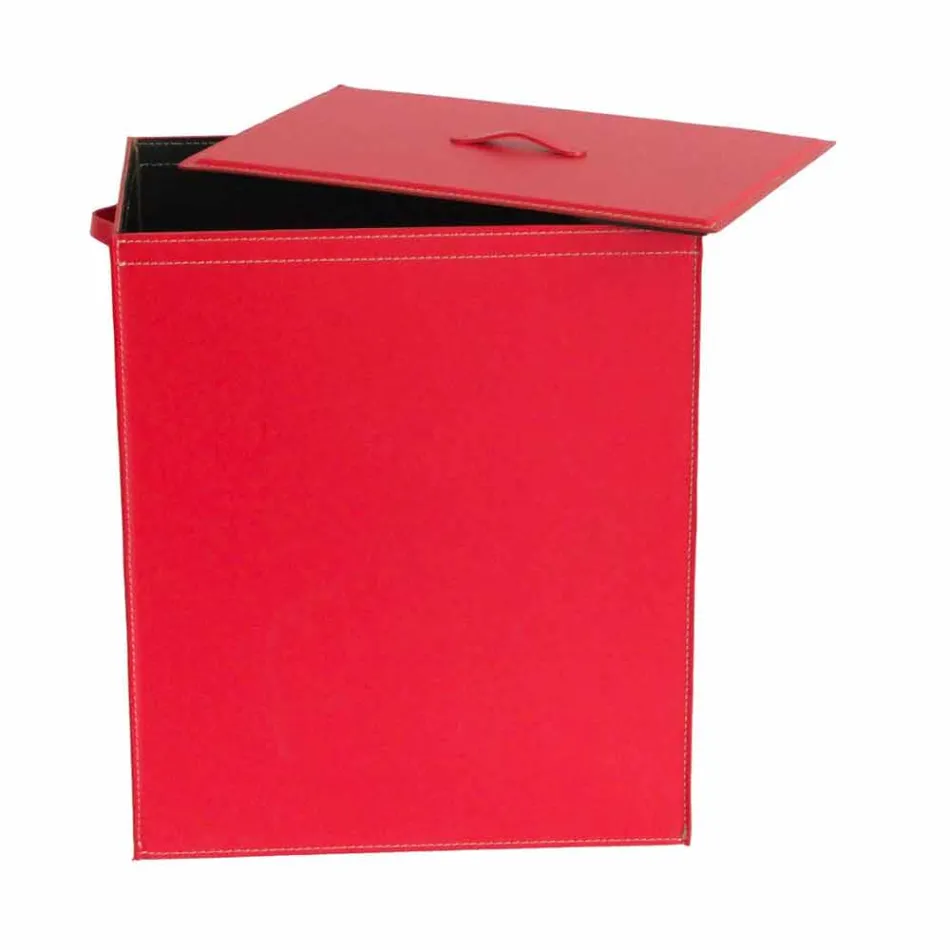 Leather laundry basket with a rectangular design base Peter Viadurini