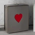 Contemporary leather laundry basket made in Italy Adele, heart insert Viadurini