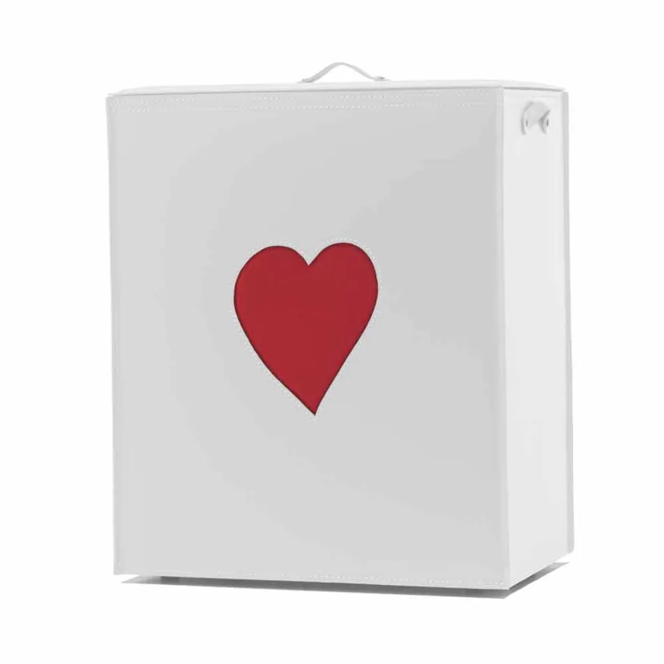 Contemporary leather laundry basket made in Italy Adele, heart insert Viadurini