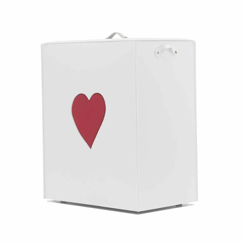 Contemporary leather laundry basket made in Italy Adele, heart insert Viadurini