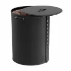 Oval laundry basket in Riky regenerated leather made in Italy Viadurini