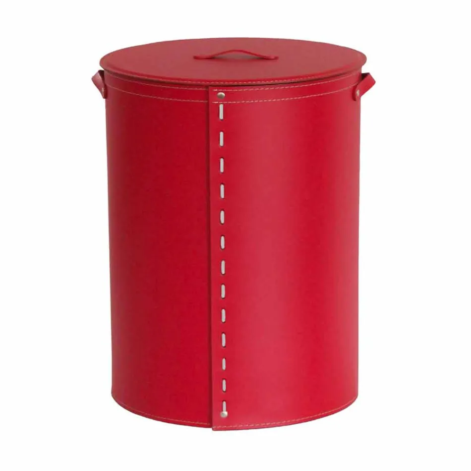 Oval laundry basket in Riky regenerated leather made in Italy Viadurini