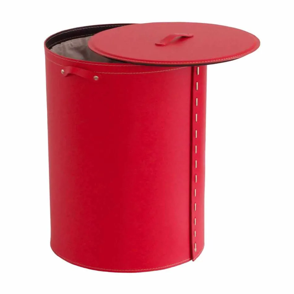 Oval laundry basket in Riky regenerated leather made in Italy Viadurini