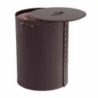 Oval laundry basket in Riky regenerated leather made in Italy Viadurini