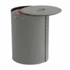 Oval laundry basket in Riky regenerated leather made in Italy Viadurini