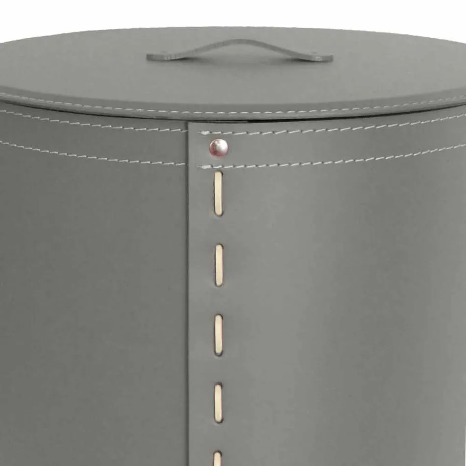 Oval laundry basket in Riky regenerated leather made in Italy Viadurini