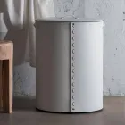 Oval laundry basket in Riky regenerated leather made in Italy Viadurini