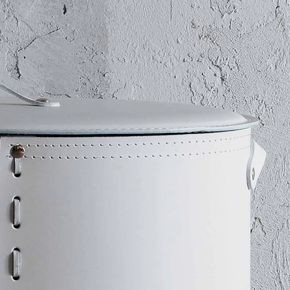 Oval laundry basket in Riky regenerated leather made in Italy Viadurini