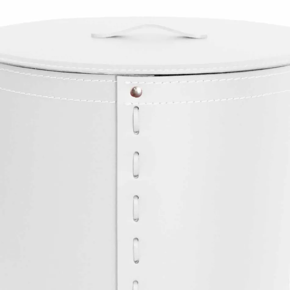 Oval laundry basket in Riky regenerated leather made in Italy Viadurini