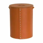 Oval laundry basket in Riky regenerated leather made in Italy Viadurini
