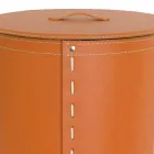 Oval laundry basket in Riky regenerated leather made in Italy Viadurini
