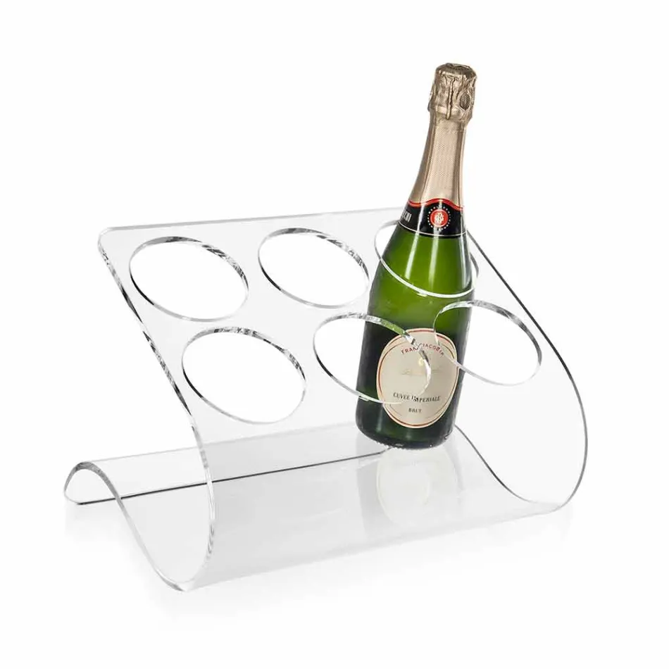 Free Standing Bottle Holder for 6 Bottles in Transparent Plexiglass - Tanatin Viadurini