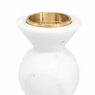 Design Candle Holder in Brass and White Carrara Marble Made in Italy - Bevis Viadurini