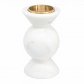 Design Candle Holder in Brass and White Carrara Marble Made in Italy - Bevis