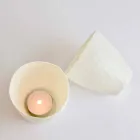 Design Candle Holder in Decorated White Porcelain 3 Pieces - Arcireale Viadurini