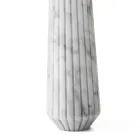 Striped White Carrara Marble and Brass Candle Holder Made in Italy - Amenia Viadurini