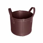 Cylindrical log holder in regenerated leather with Tonda Firestyle wheels Viadurini