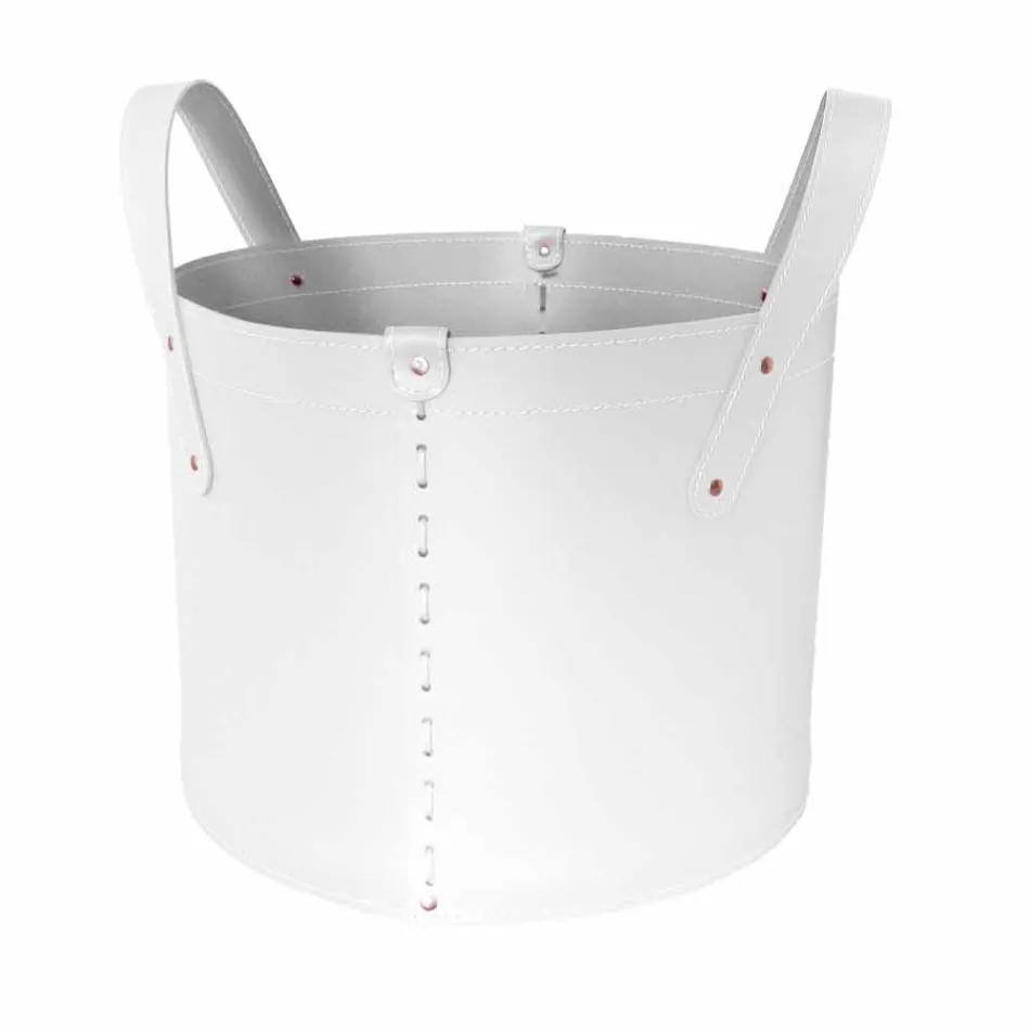 Cylindrical log holder in regenerated leather with Tonda Firestyle wheels Viadurini