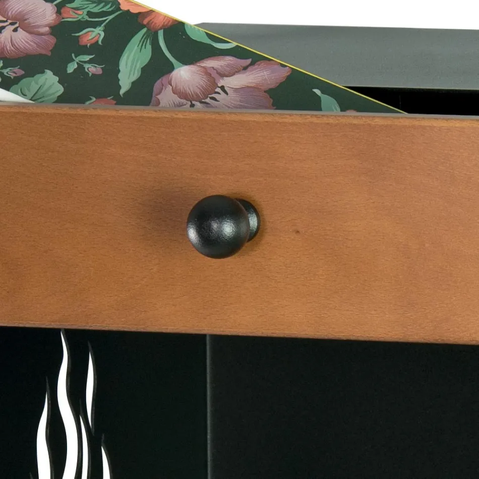 Wood holder with wheels and upper drawer Made in Italy - Polare Viadurini