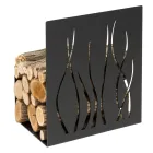 Indoor Firewood Holder in Painted Steel Made in Italy - Ghino Viadurini