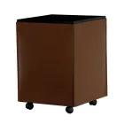 Wood holder of 2 sizes in brown eco-leather Made in Italy - Formica Viadurini