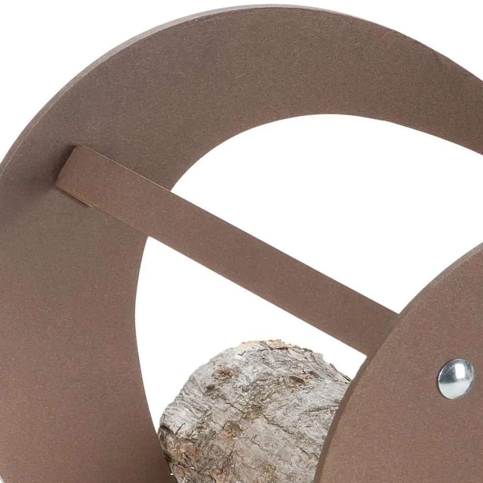 Indoor Wood Holder in Brown Steel Made in Italy - Affection Viadurini