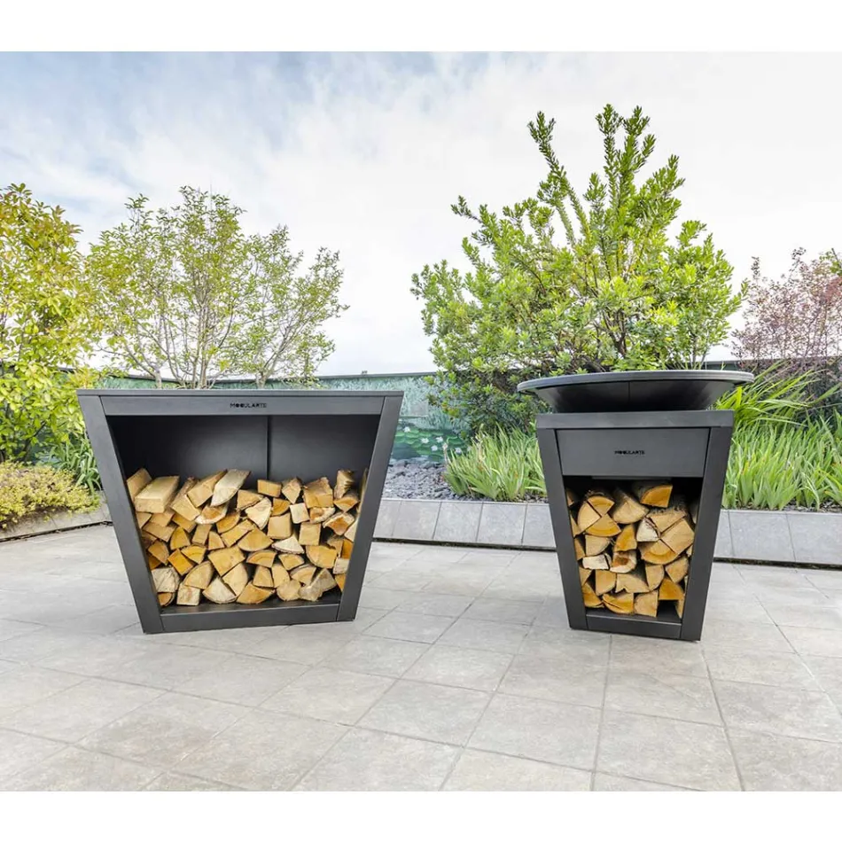 Indoor or Outdoor Firewood Holder of Design with Worktop - Esplanade Viadurini