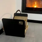 Black Steel Modern Indoor Log Holder Made in Italy - Libeccio Viadurini