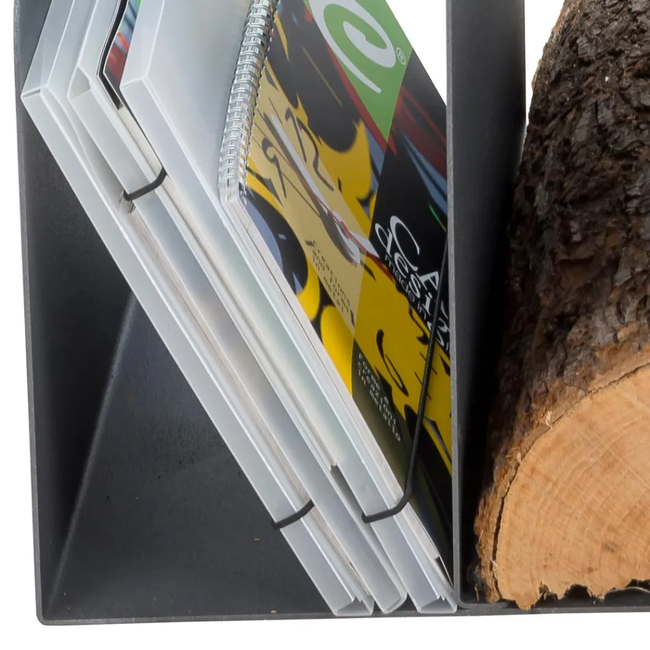 Design Log Holder for Indoors in Grey Steel Made in Italy - Tramontana Viadurini