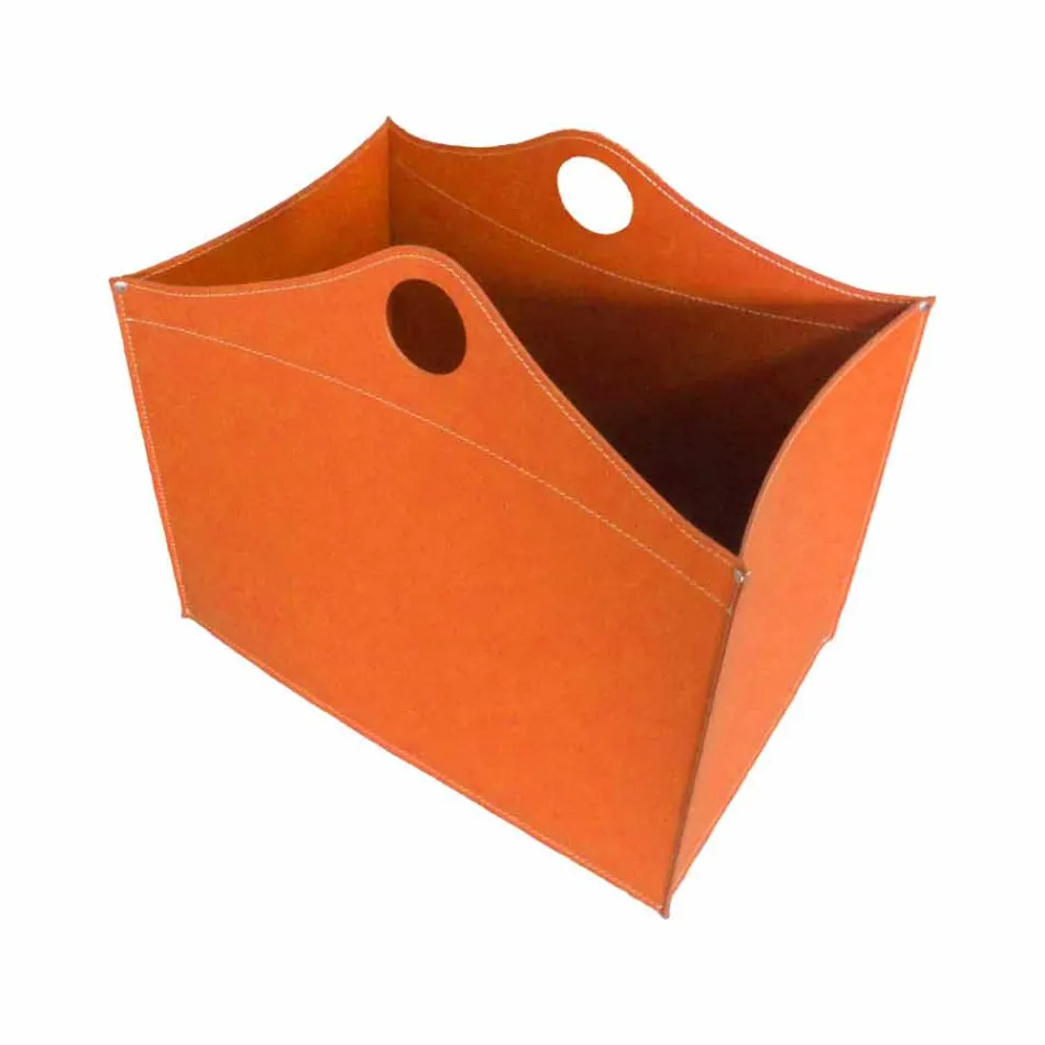 Log holder in regenerated leather with WoodBag wheels made in Italy Viadurini