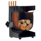 Wood holder in eco-leather and metal with 4 accessories Made in Italy - Camel Viadurini