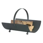 Metal log holder with handle and 4 feet Made in Italy - Buffalo Viadurini