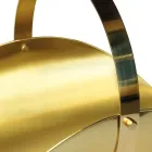 Brass log holder with handle and 4 feet Made in Italy - Tiger Viadurini