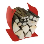Internal Firewood Holder in Painted Steel Made in Italy - Leopoldo Viadurini