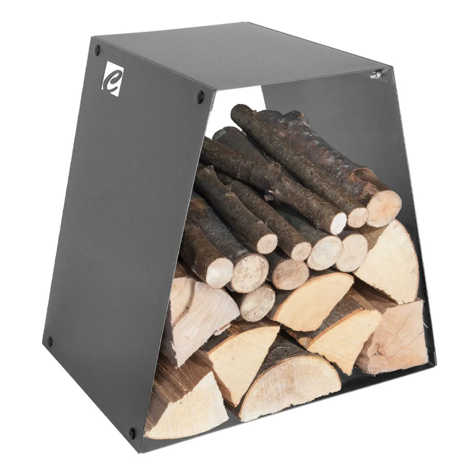 Modern Floor Log Holder in Painted Steel Made in Italy - Demetra Viadurini