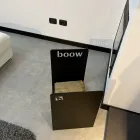 Modern Wood Holder in Black Steel Minimal Design with Engraving - Altano Viadurini