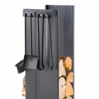 Design Firewood Holder with 4 Interior Tools Made in Italy - Janet Viadurini