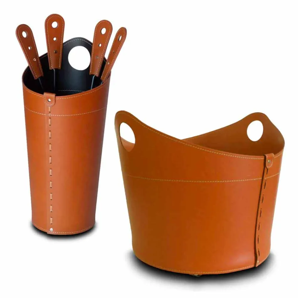 Firewood holder, iron holder and irons for Nicad leather, made in Italy Viadurini