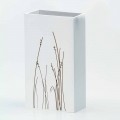 White Umbrella Stand in Decorated Wood Modern Rectangular Design - Filigrano
