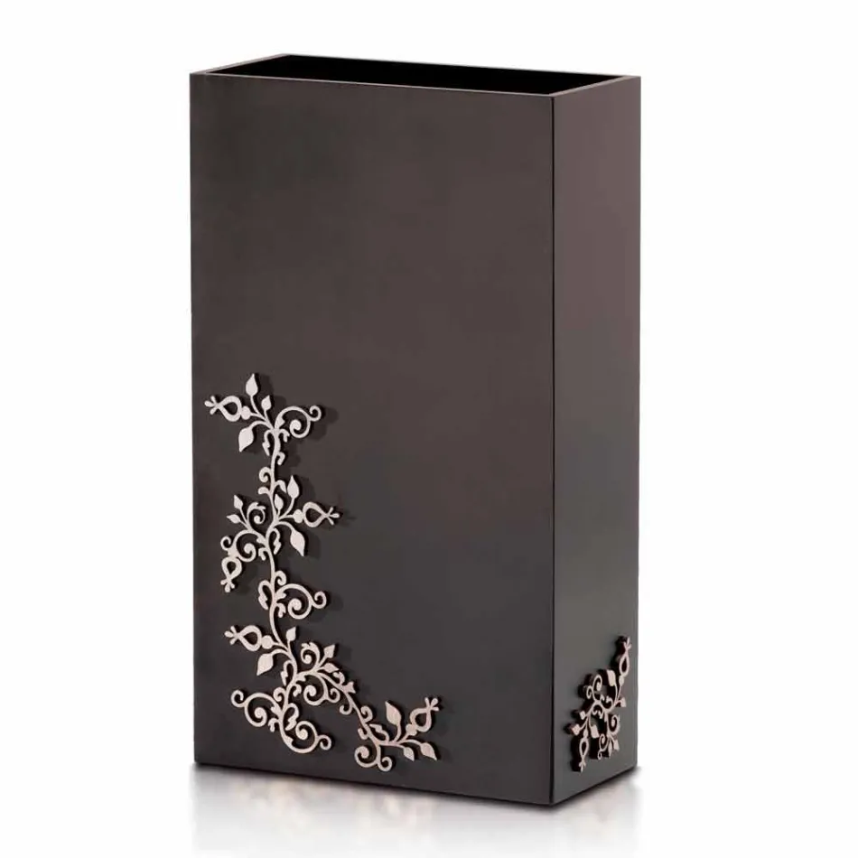 Modern Elegant Rectangular Design Umbrella Stand in Decorated Wood - Dekoro Viadurini