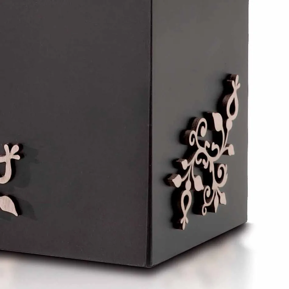 Modern Elegant Rectangular Design Umbrella Stand in Decorated Wood - Dekoro Viadurini