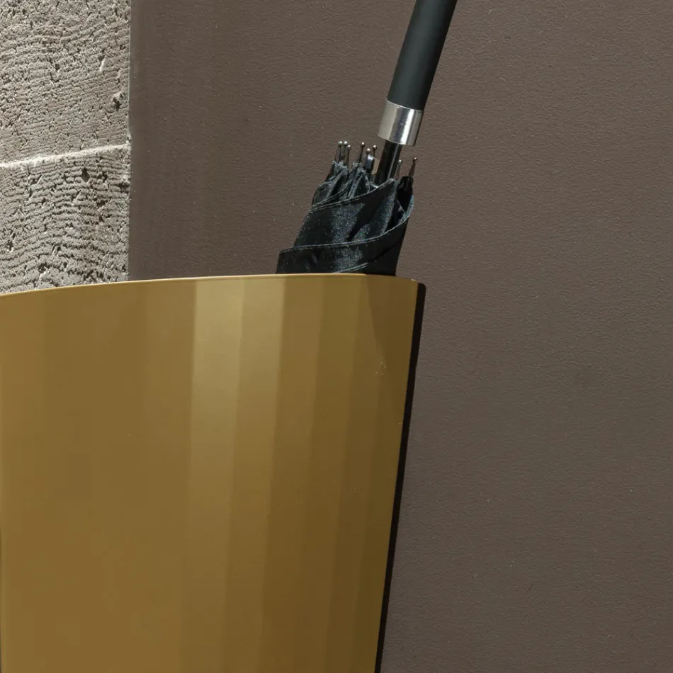Umbrella stand in gold and bronze painted sheet metal Made in Italy - Azalea Viadurini
