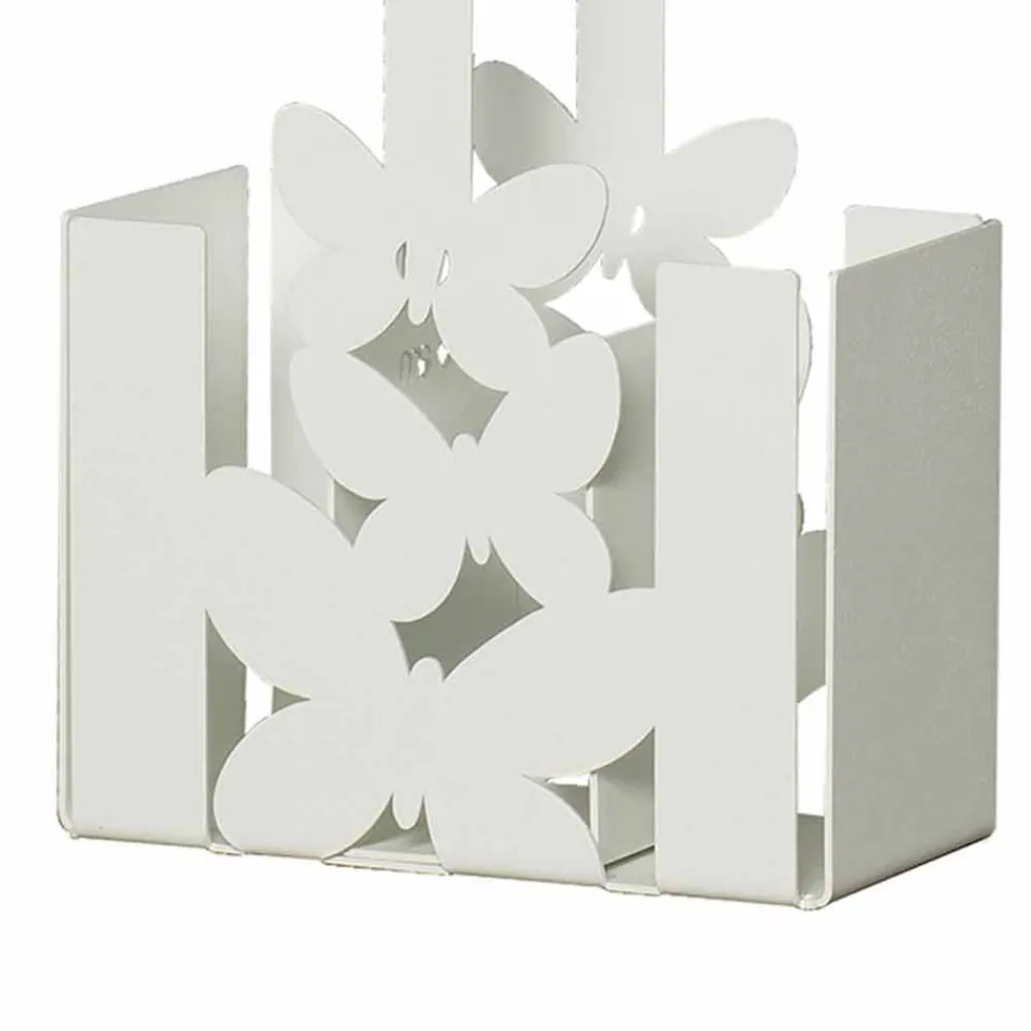 Modern Table Cutlery Holder in White, Beige or Ivory Iron Made Italy - Laida Viadurini