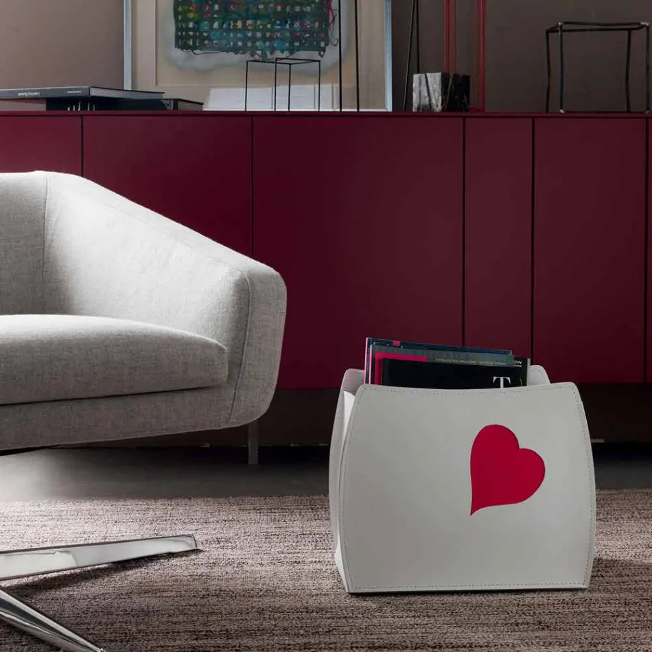 Design magazine rack in leather with a modern Beatrice design Viadurini