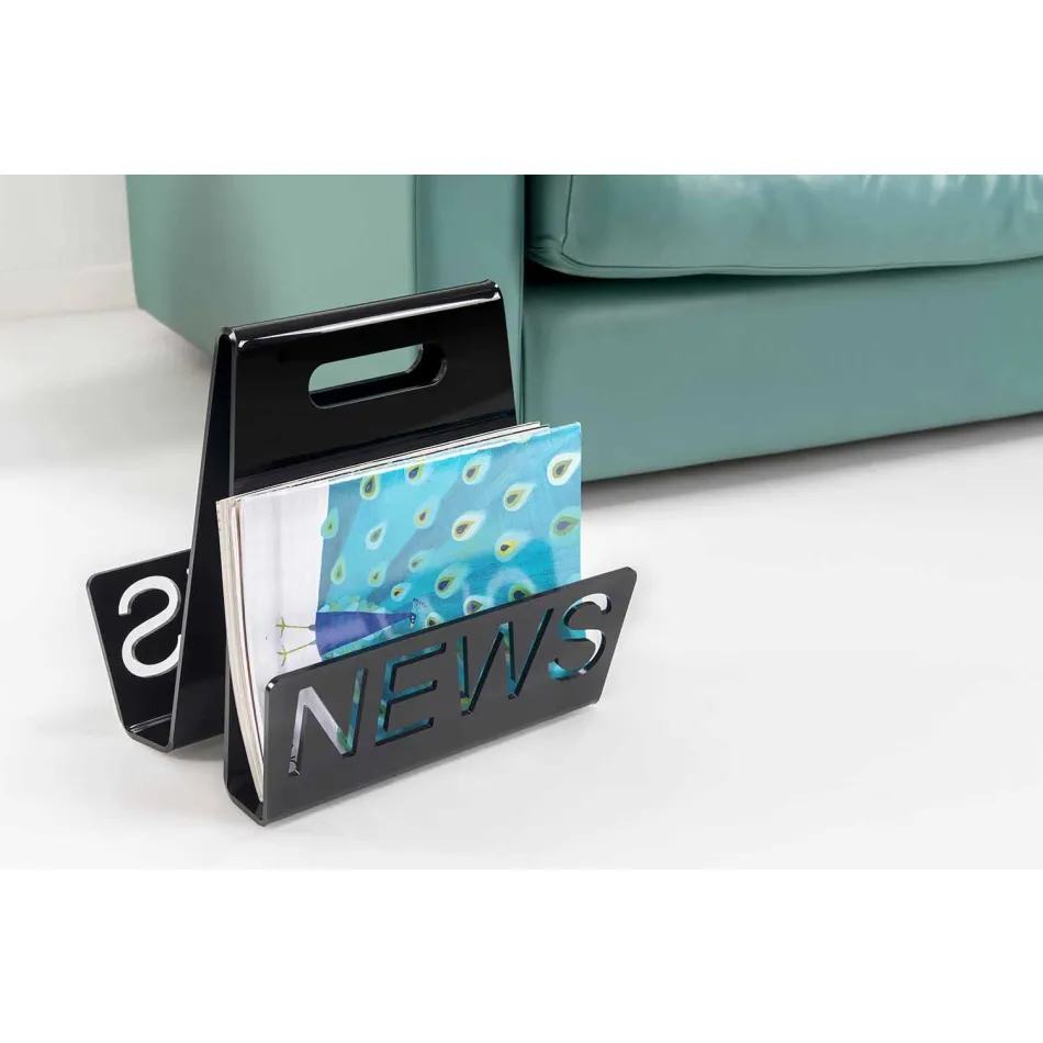 Black or Transparent Plexiglass Design Magazine Rack Made in Italy - Omar Viadurini