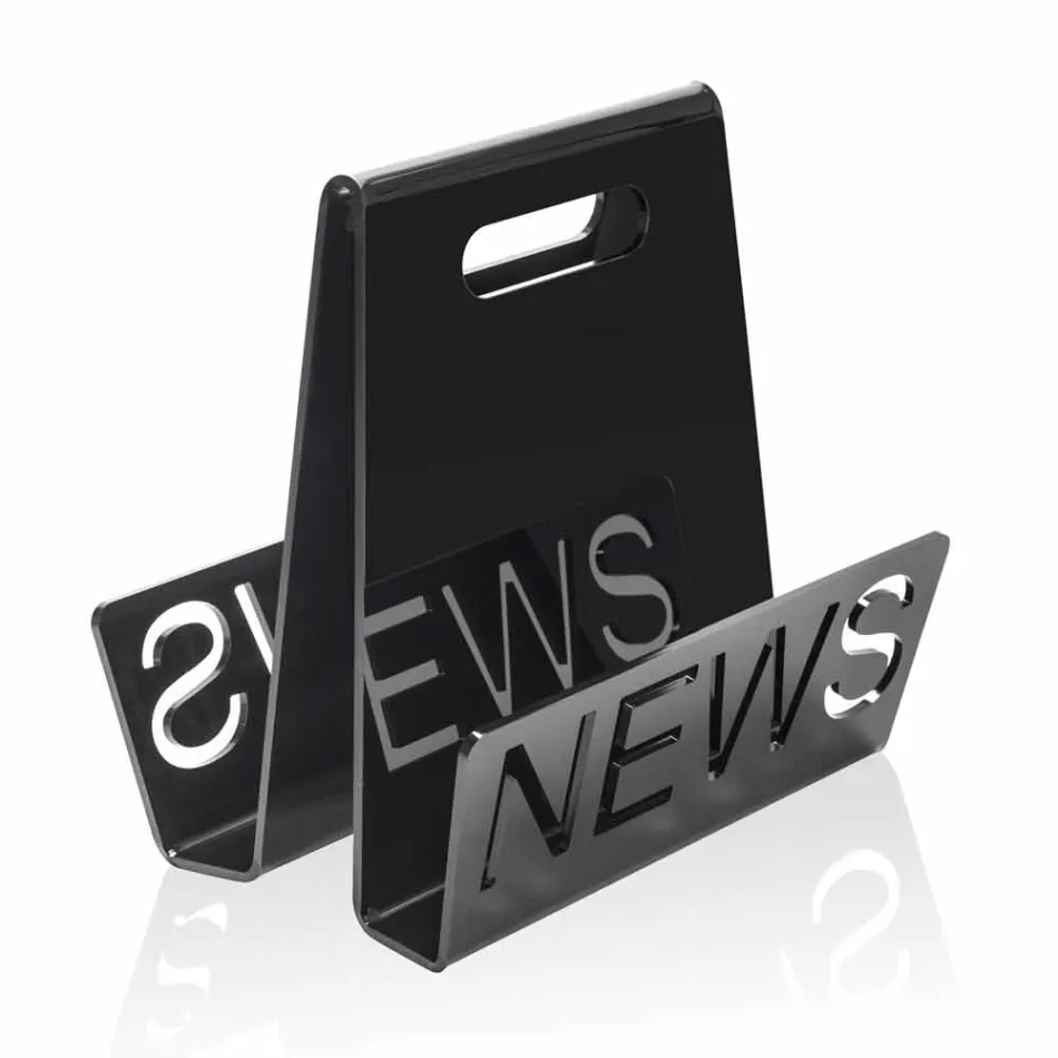 Black or Transparent Plexiglass Design Magazine Rack Made in Italy - Omar Viadurini
