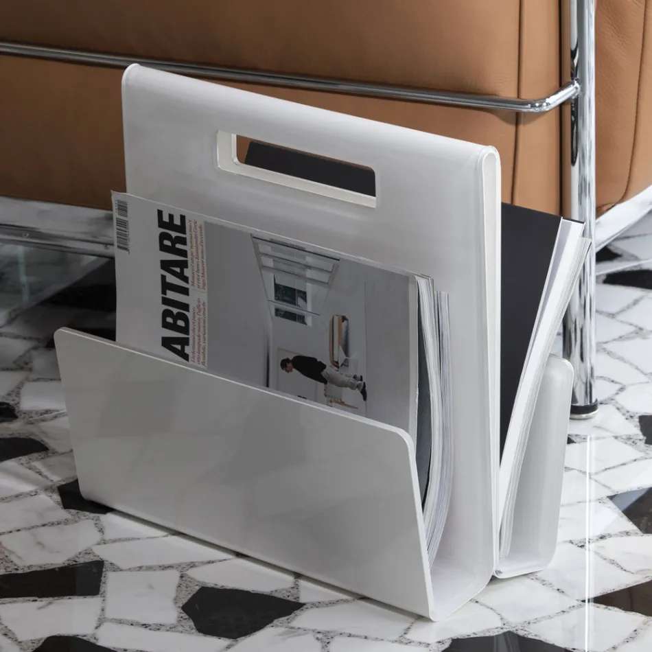 Lounge Magazine Rack in Colored Acrylic Crystal Made in Italy - Osafo Viadurini