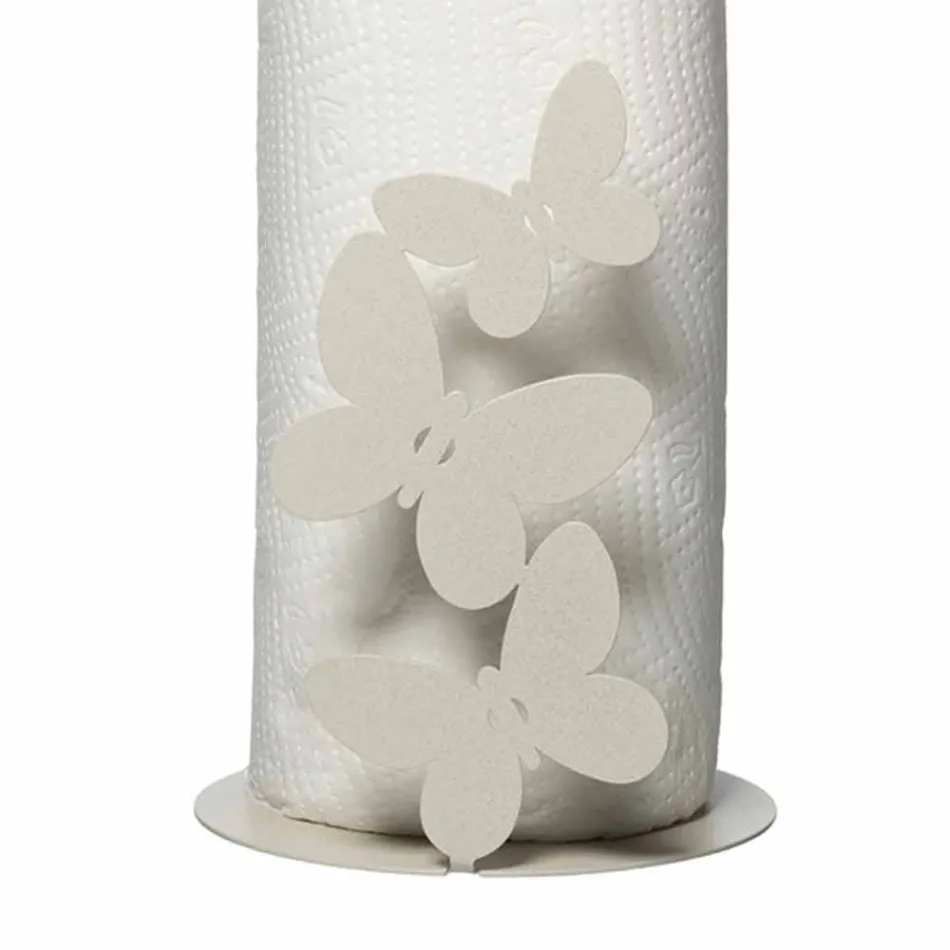 Modern Kitchen Roll Holder in White, Beige or Ivory Iron Made in Italy - Leiden Viadurini